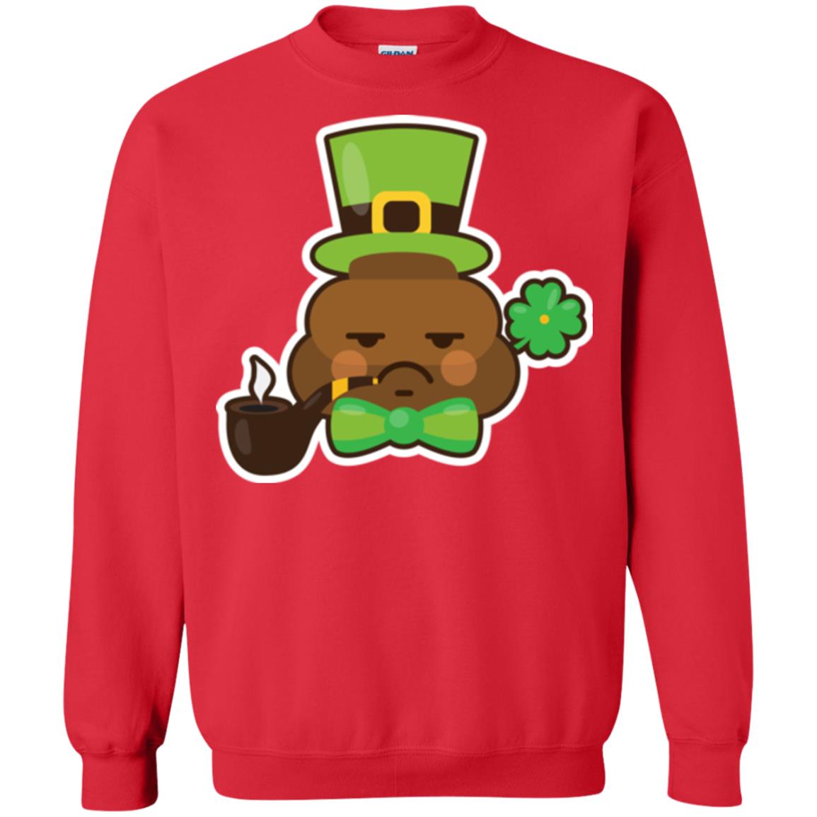 Saint Partick_s Day T-shirt Leprechaun Poop Emoji With Patrick Hat Red