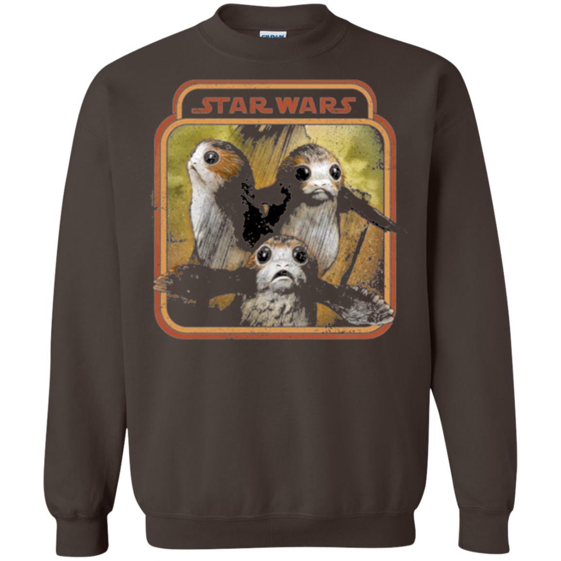 Film T-shirt Star Wars Last Jedi Porg Triplets Retro Box Graphic Dark Chocolate