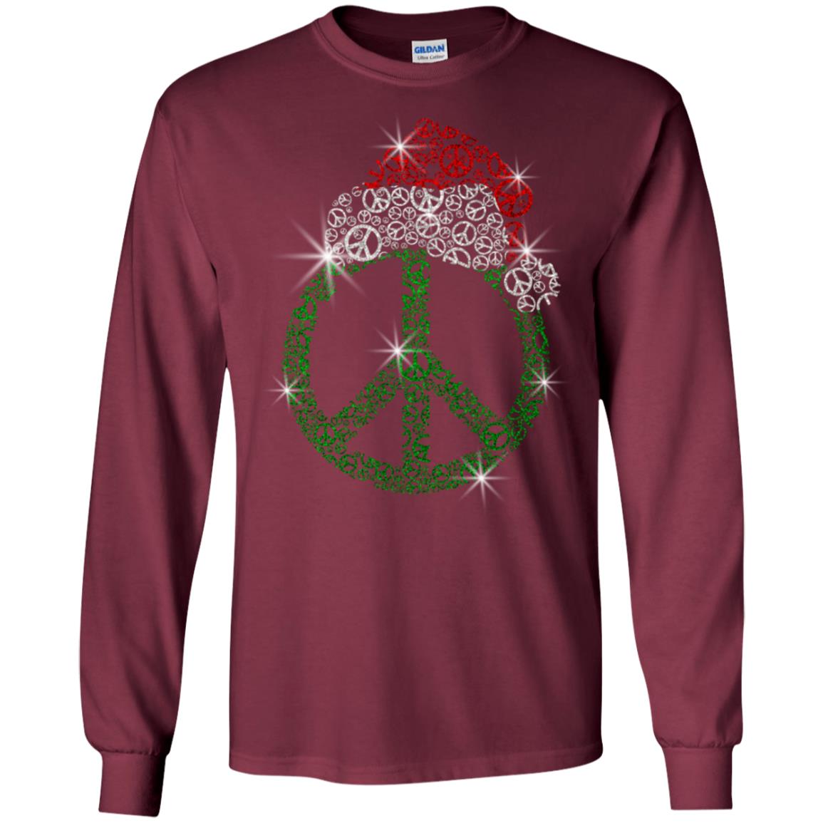 Peace Sign With Santa Ha Christmas Idea Gift Shirt Maroon