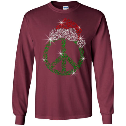 Peace Sign With Santa Ha Christmas Idea Gift Shirt Maroon