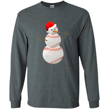 Christmas Baseball T-shirt Baseball Snowman Dark Heather