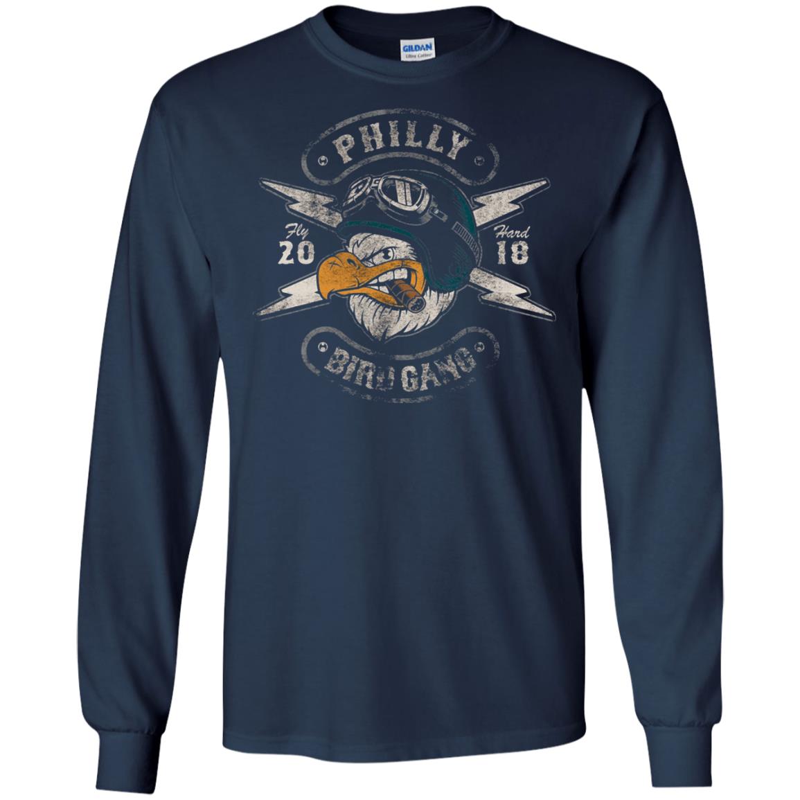 Bird Gang Eagles T-shirt Vintage Distressed Navy