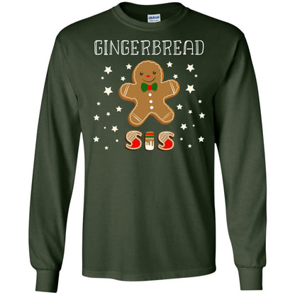 Gingerbread Sister X-mas Gift Family Shirt For Girls Forest Green