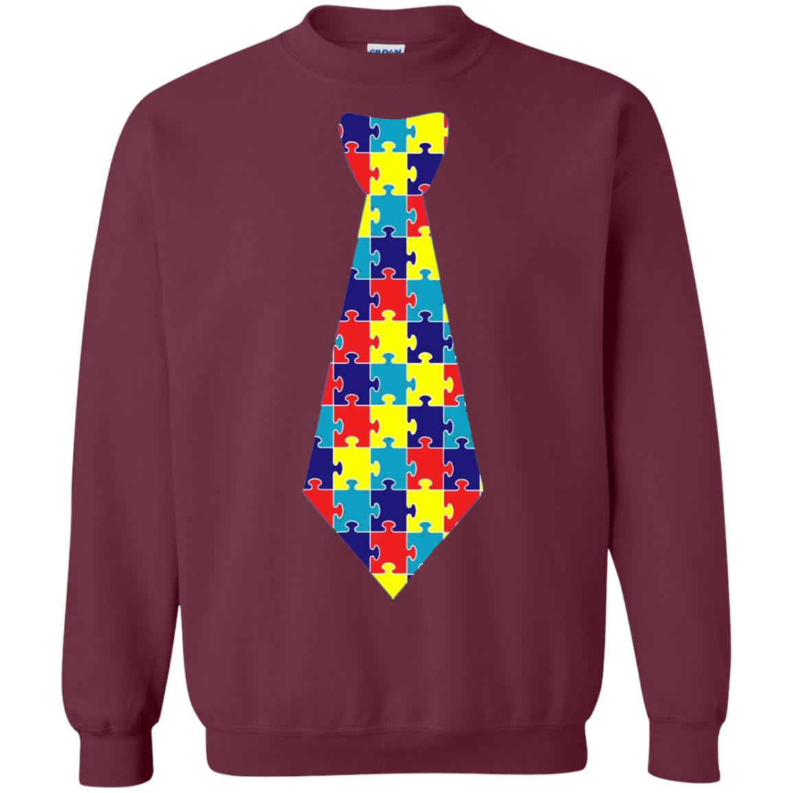 Autism Awareness T-shirt Puzzle Neck Tie 2018 Maroon