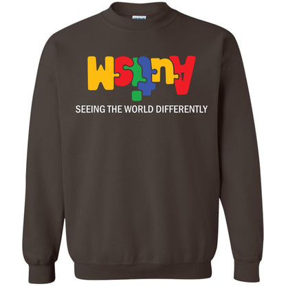 Autism Awareness T-shirt Seeing The World Differently Dark Chocolate