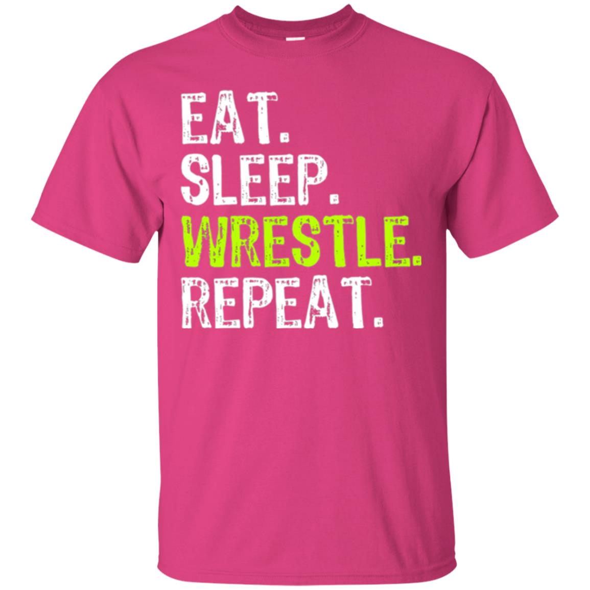 Wrestling T-shirt Eat Sleep Wrestle Repeat Heliconia