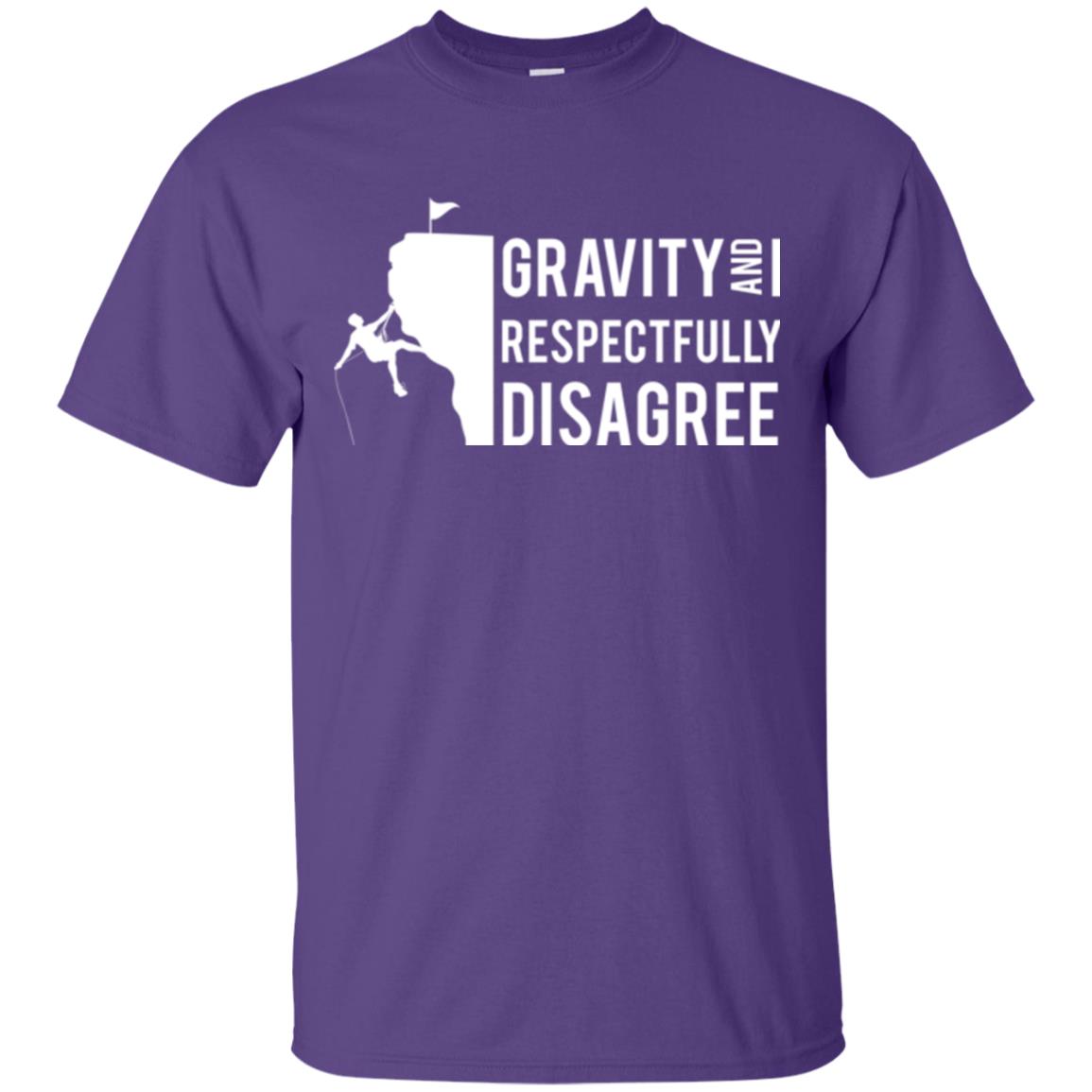 Rock Climbing T-shirt Gravity And I Respectfully Disagree Purple