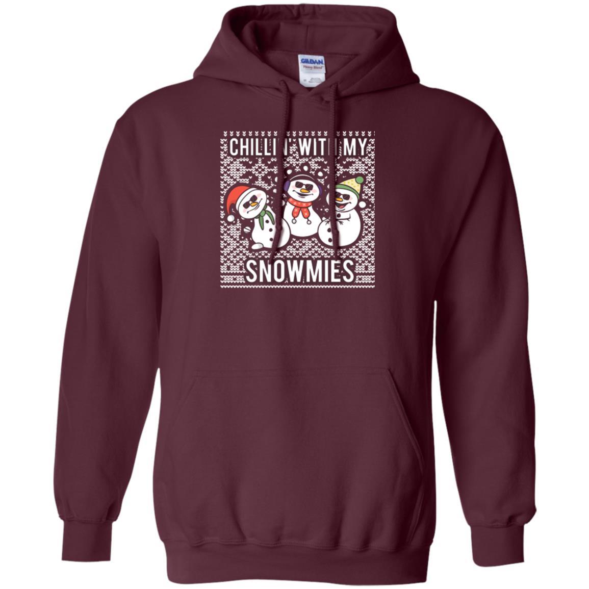 Christmas T-shirt Chillin' With My Snowmies Maroon