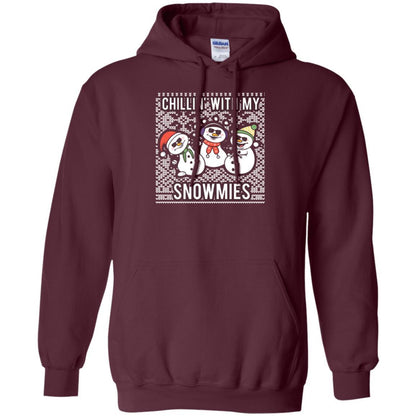Christmas T-shirt Chillin' With My Snowmies Maroon