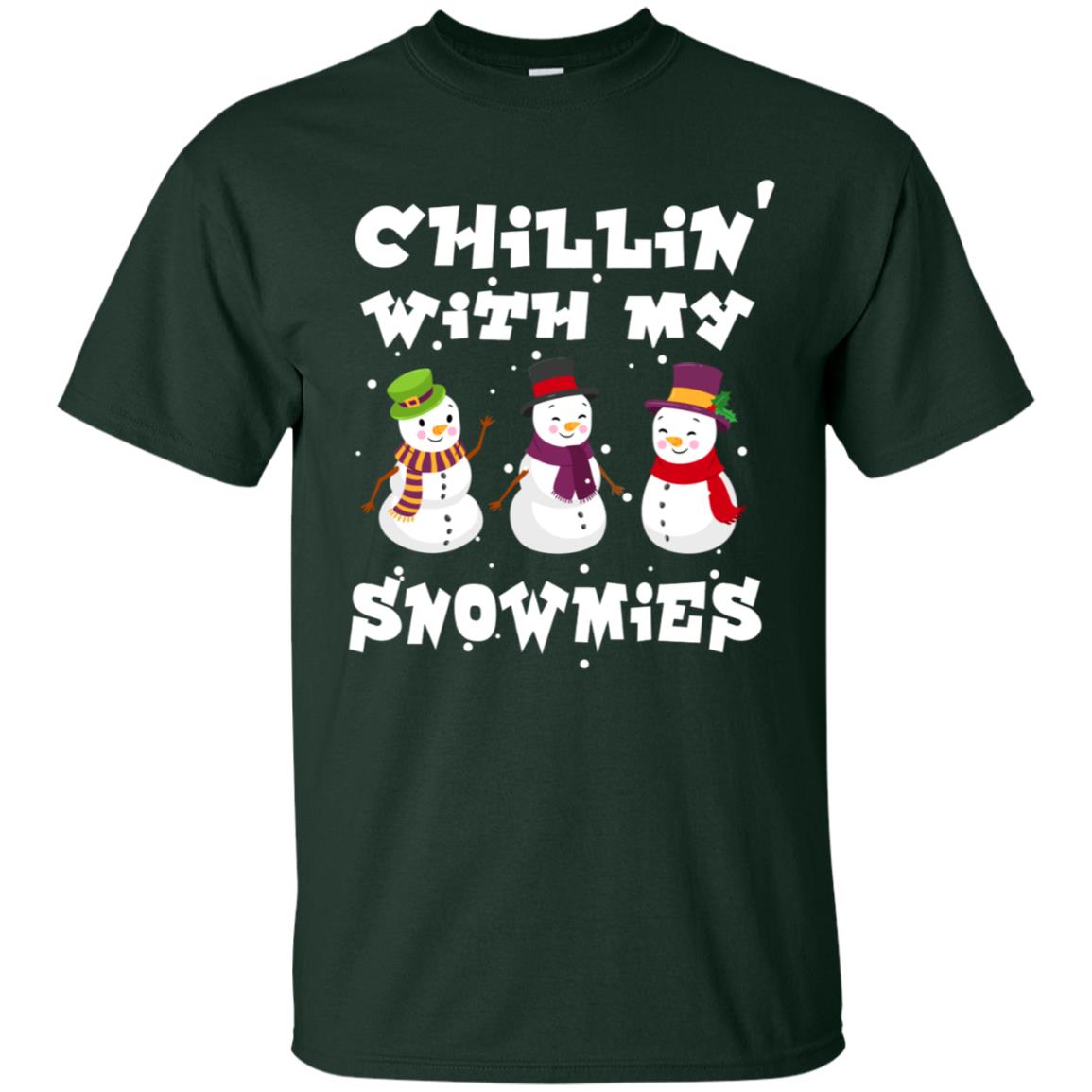 Chillin' With My Snowmie Snowman X-mas Gift Shirt For Mens Womens Kids Forest