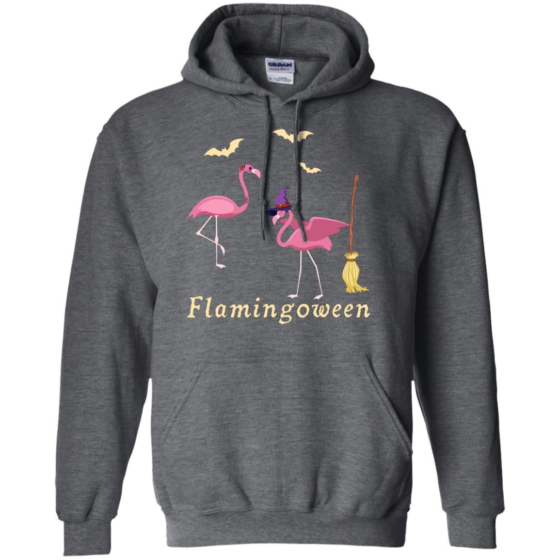 Flamingoween Flamingo Wicth Ride Stick Funny Quote On Haloween Gift Shirt Dark Heather