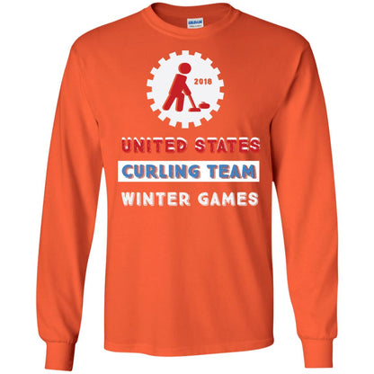 United States Curling Team Winter Games Curling Lover T-shirt Orange