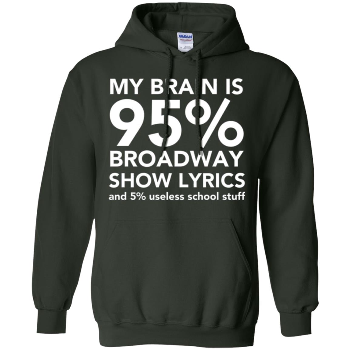 Musical T-shirt My Brain Is 95_ Broadway Show Lyrics And 5_ Useless School Stuff Forest Green