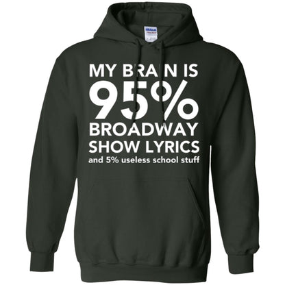 Musical T-shirt My Brain Is 95_ Broadway Show Lyrics And 5_ Useless School Stuff Forest Green