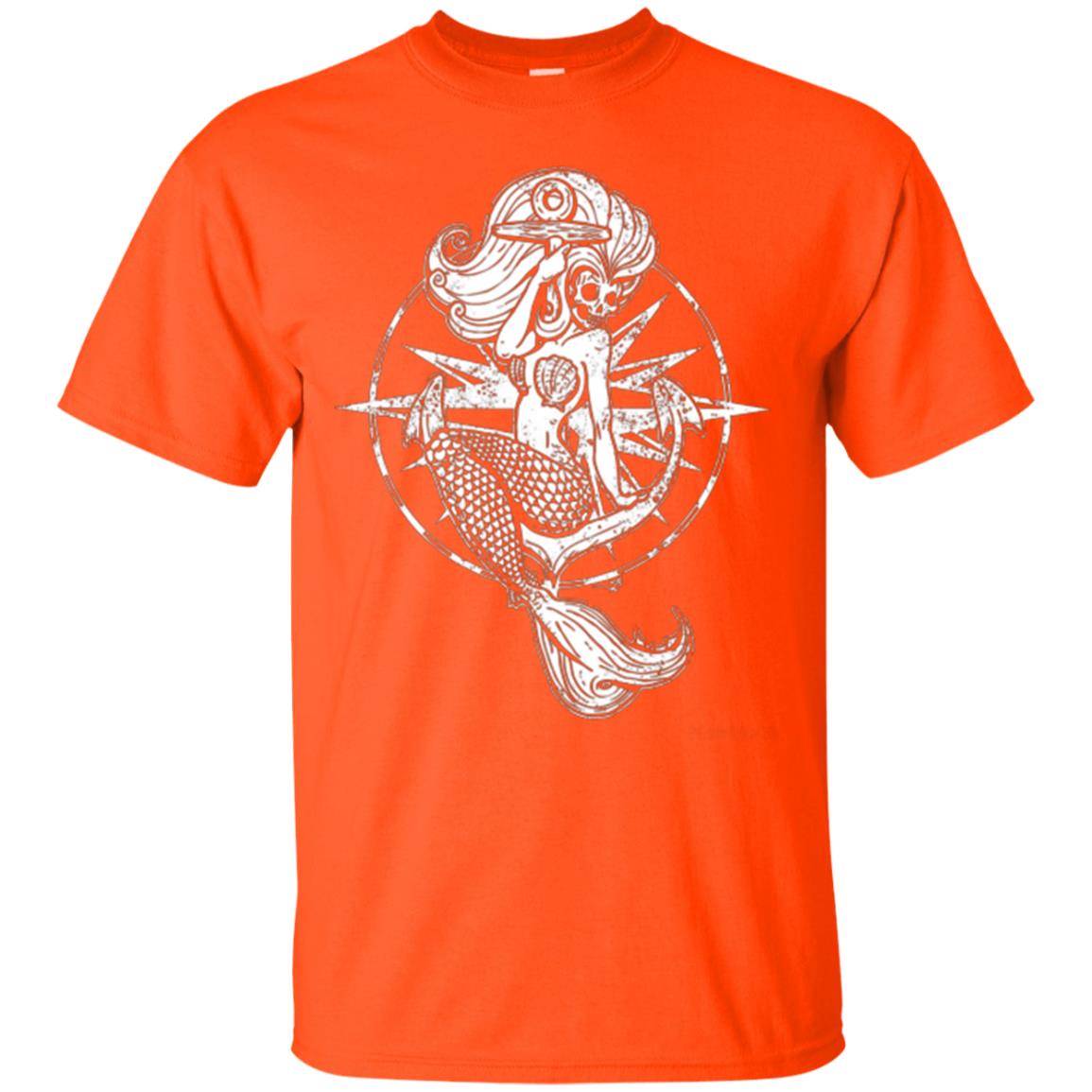 Mermaid Lover T-shirt Skull Mermaid Orange