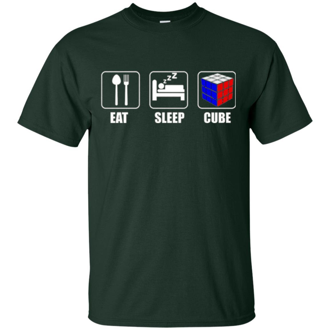 Rubik Lover T-shirt Eat Sleep Cube T-shirt Forest Green