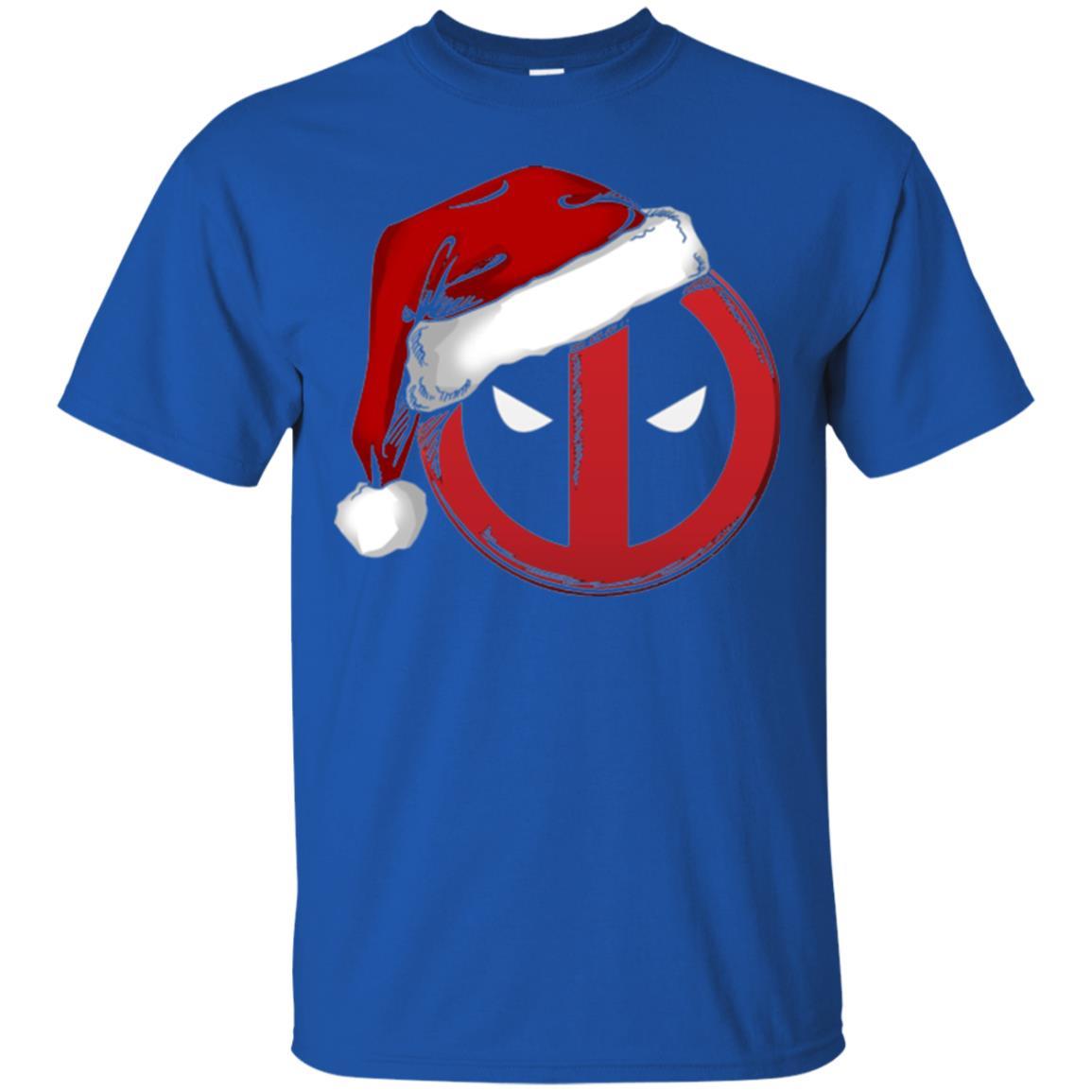 Christmas T-shirt Marvel Deadpool Icon Santa Hat Christmas Graphic Royal