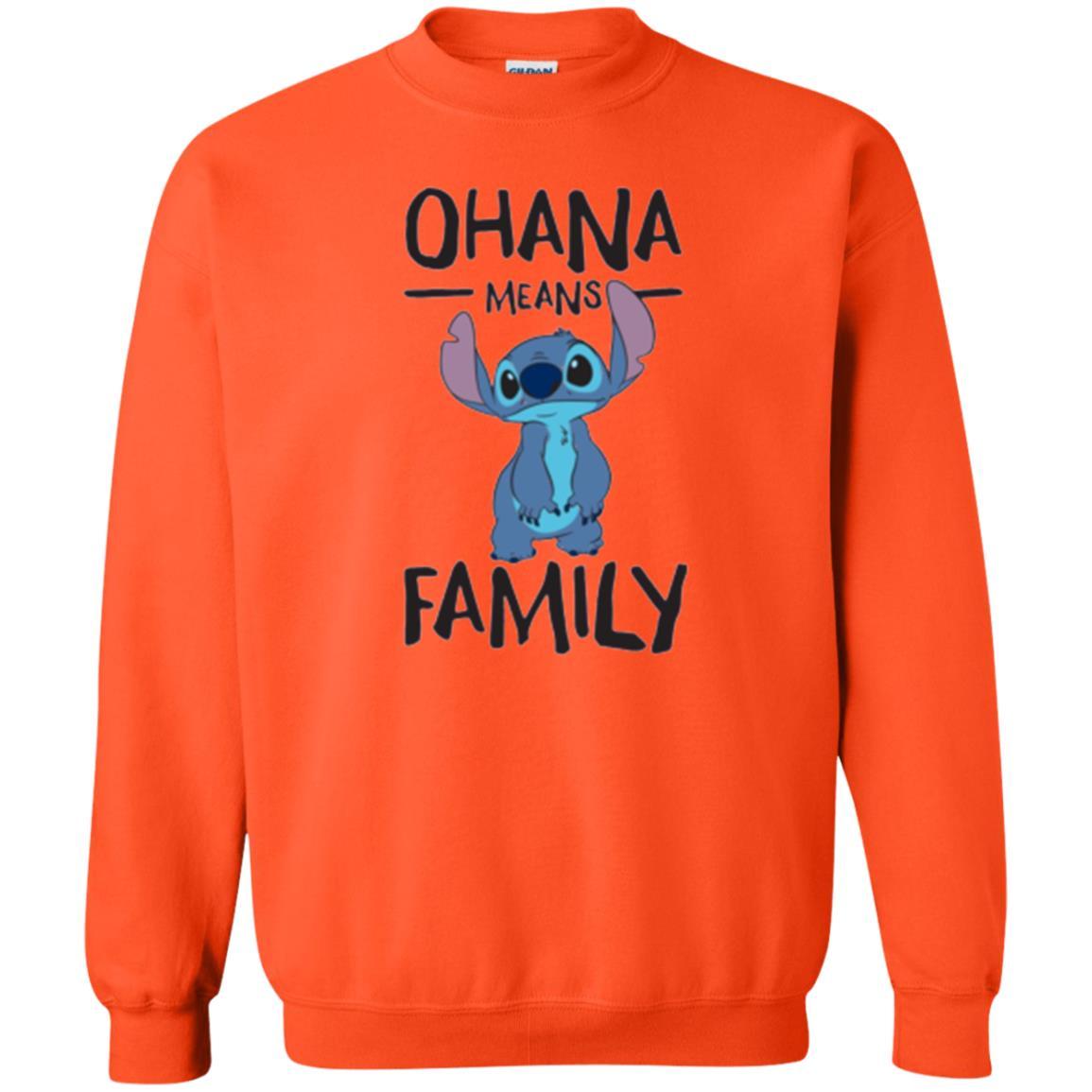 Disney Stitch T-shirt Ohana Means Family Orange