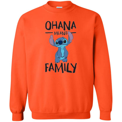 Disney Stitch T-shirt Ohana Means Family Orange