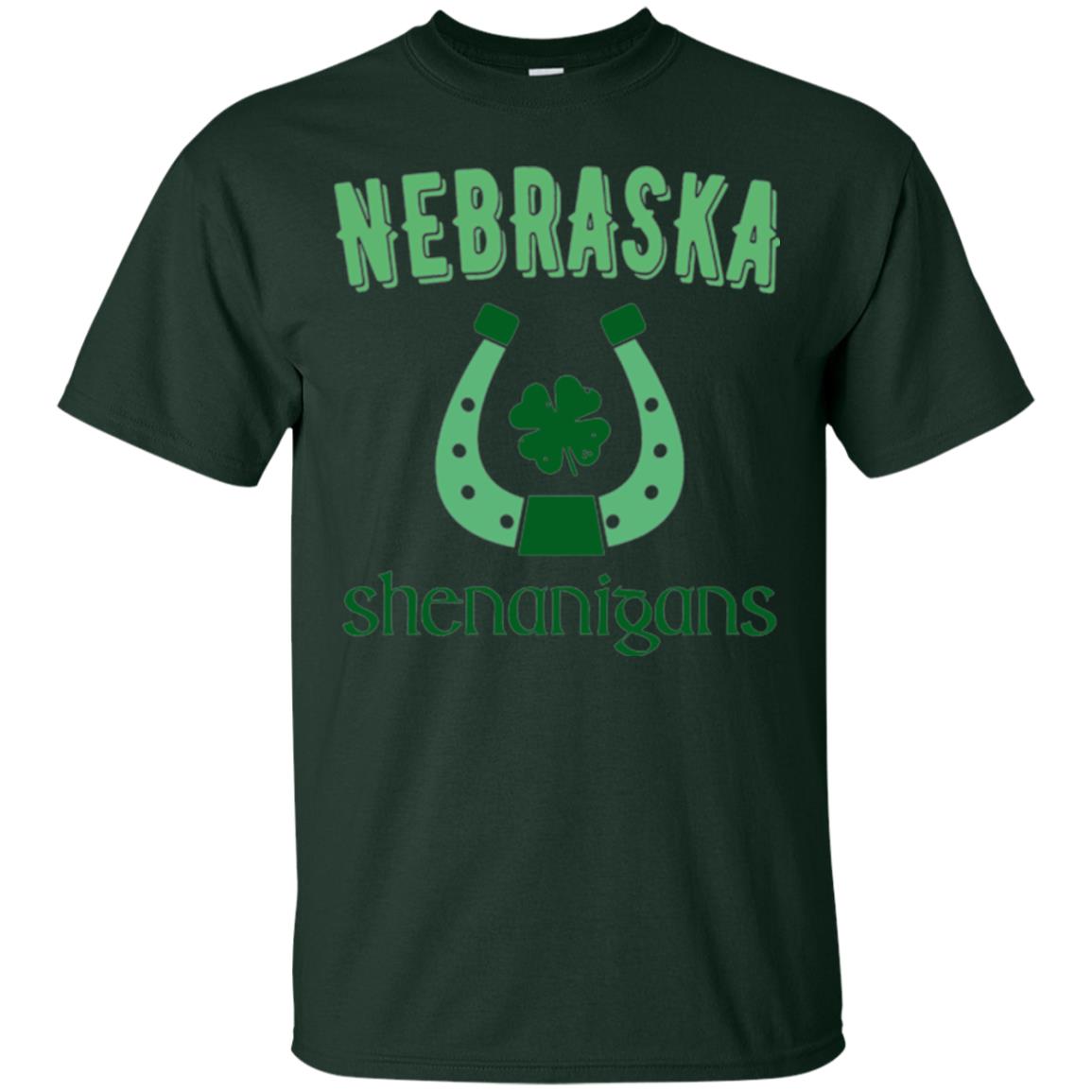 Nebraska Shenanigans Horseshoe Clover St Patrick_s Day T-shirt Forest