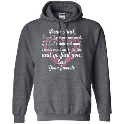 Dear Aunt Thank For Being My Aunt Family T-shirt Dark Heather