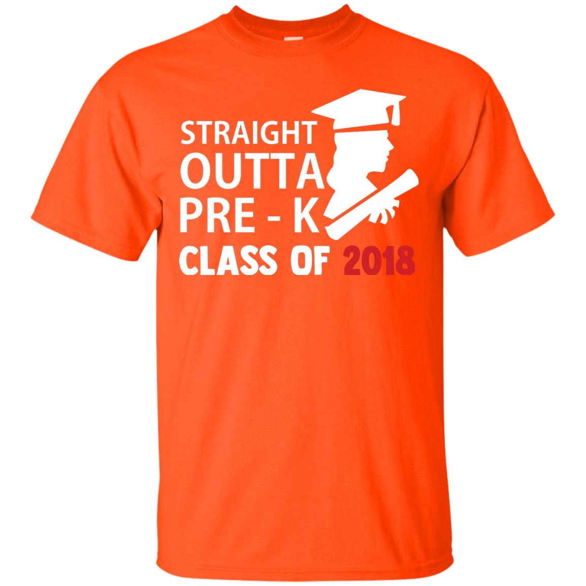 Straight Outta Pre-k Class Of 2018 Preschool Graduation Shirt Orange