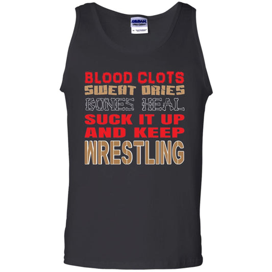 Wrestling T-shirt Blood Clots Sweat Dries Bones Heel Black