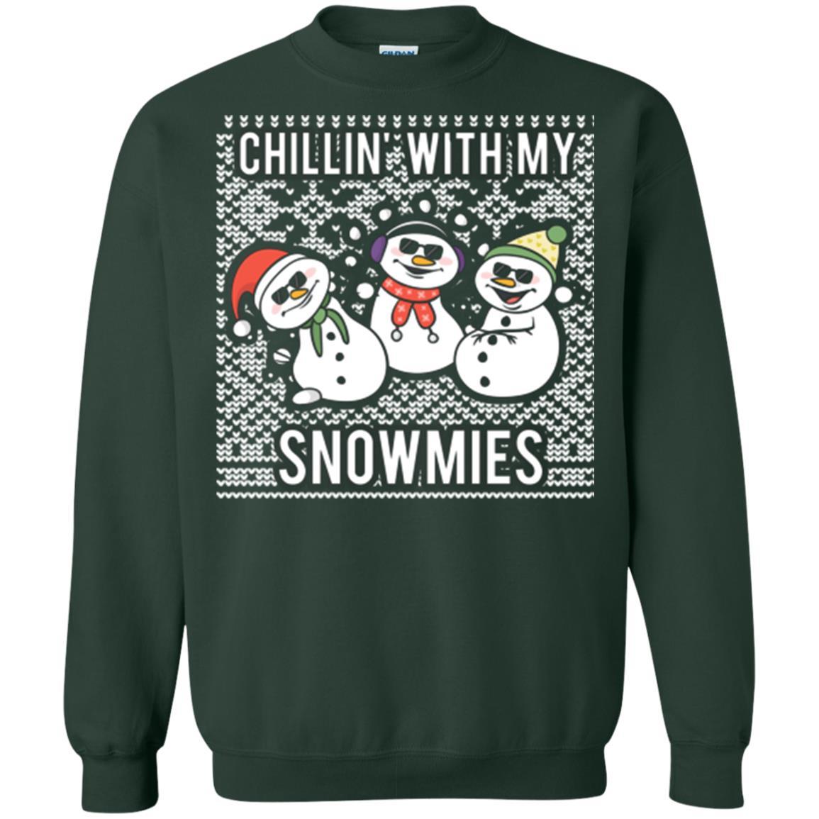 Christmas T-shirt Chillin' With My Snowmies Forest Green