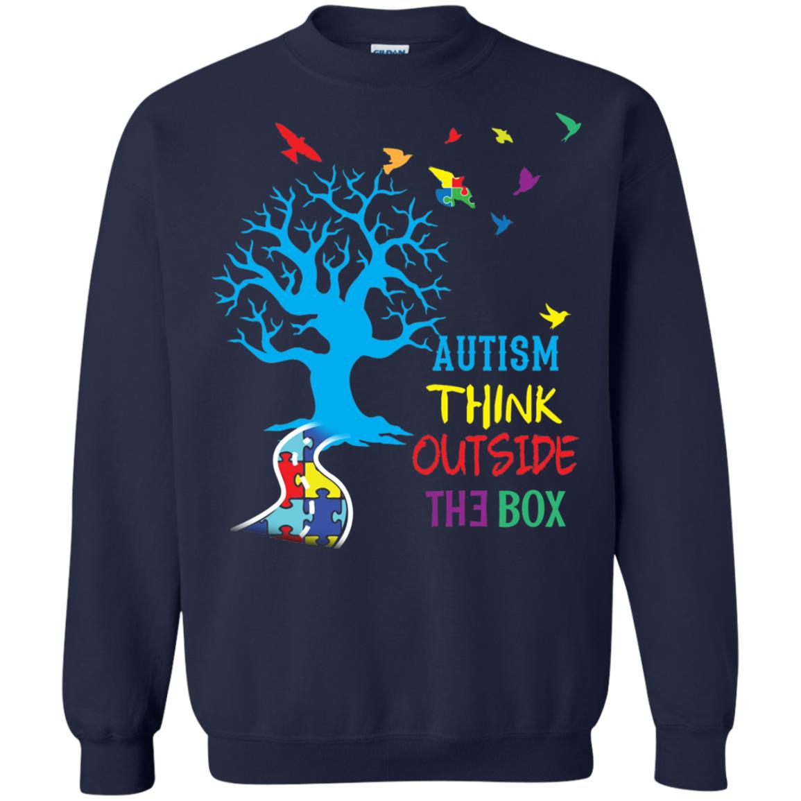 Autism Awareness T-shirt Autism Think Outside Navy
