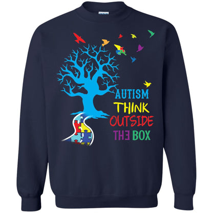 Autism Awareness T-shirt Autism Think Outside Navy