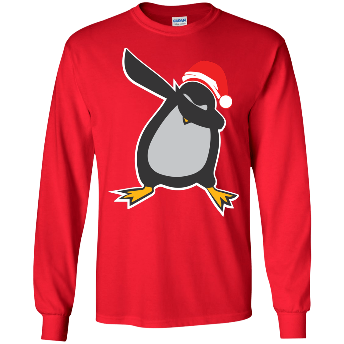 Christmas T-Shirt Dabbing Penguin Red