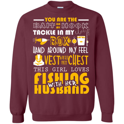 Fishing Lover T-shirt This Girl Loves Fishing With Her Husband Maroon
