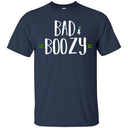 Bad And Boozy Funny Saint Patrick Day T-shirt Navy