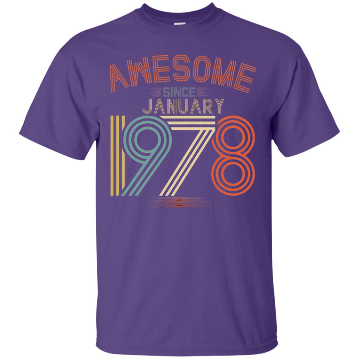 Funny 40th Birthday T-shirt Awesome Since January 1978 Purple
