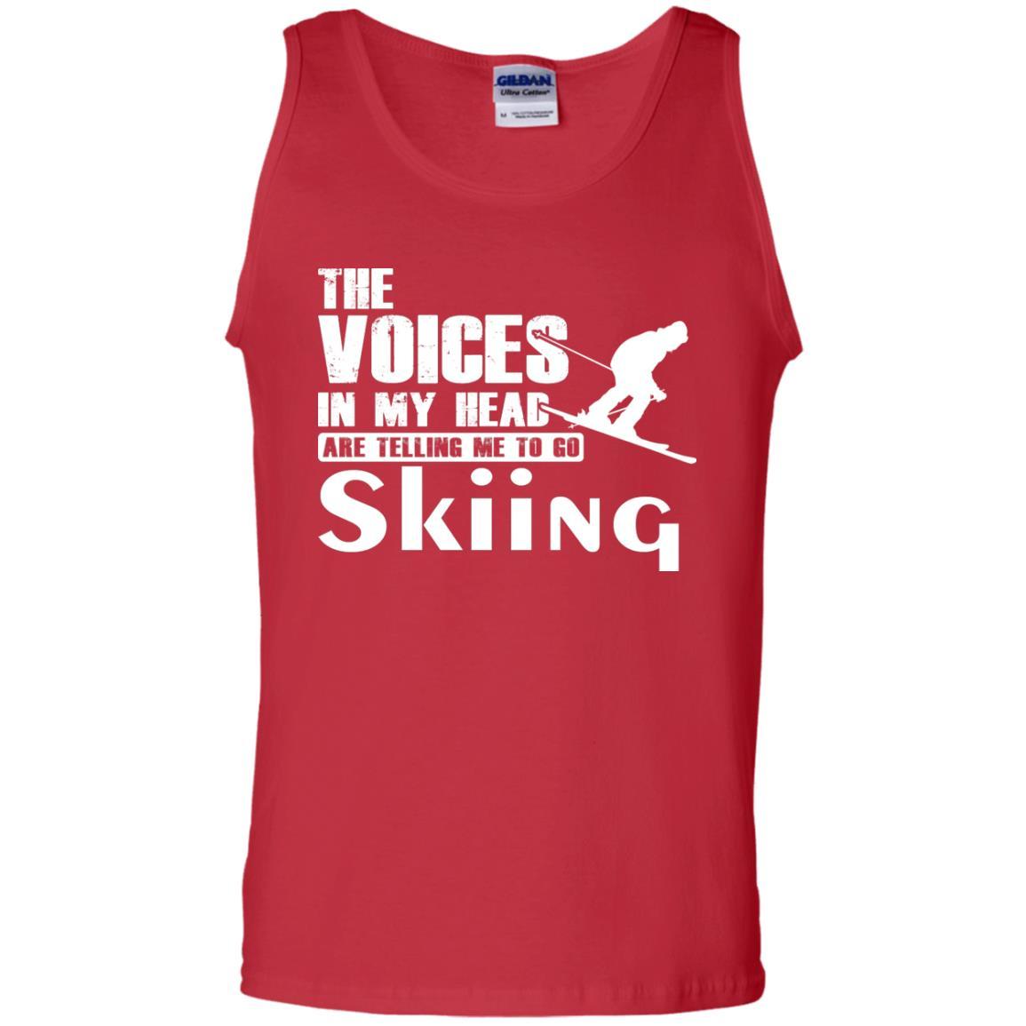 Skiing Lovers T-shirt The Voices In My Head Are Telling Me To Go Skiing Red