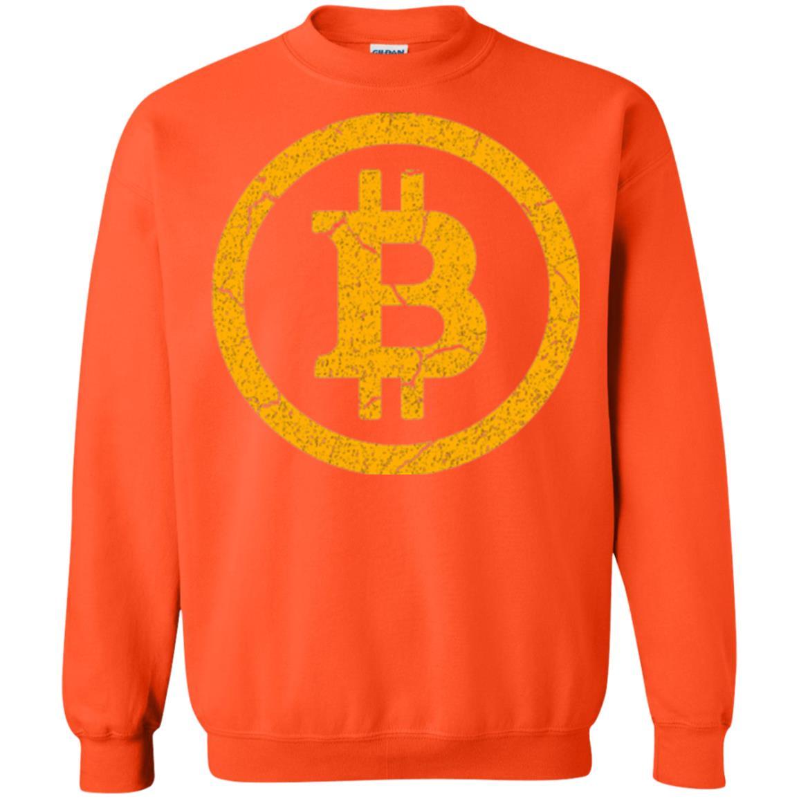 Bitcoin T-shirt Vintage Worn Distressed Look Design Orange