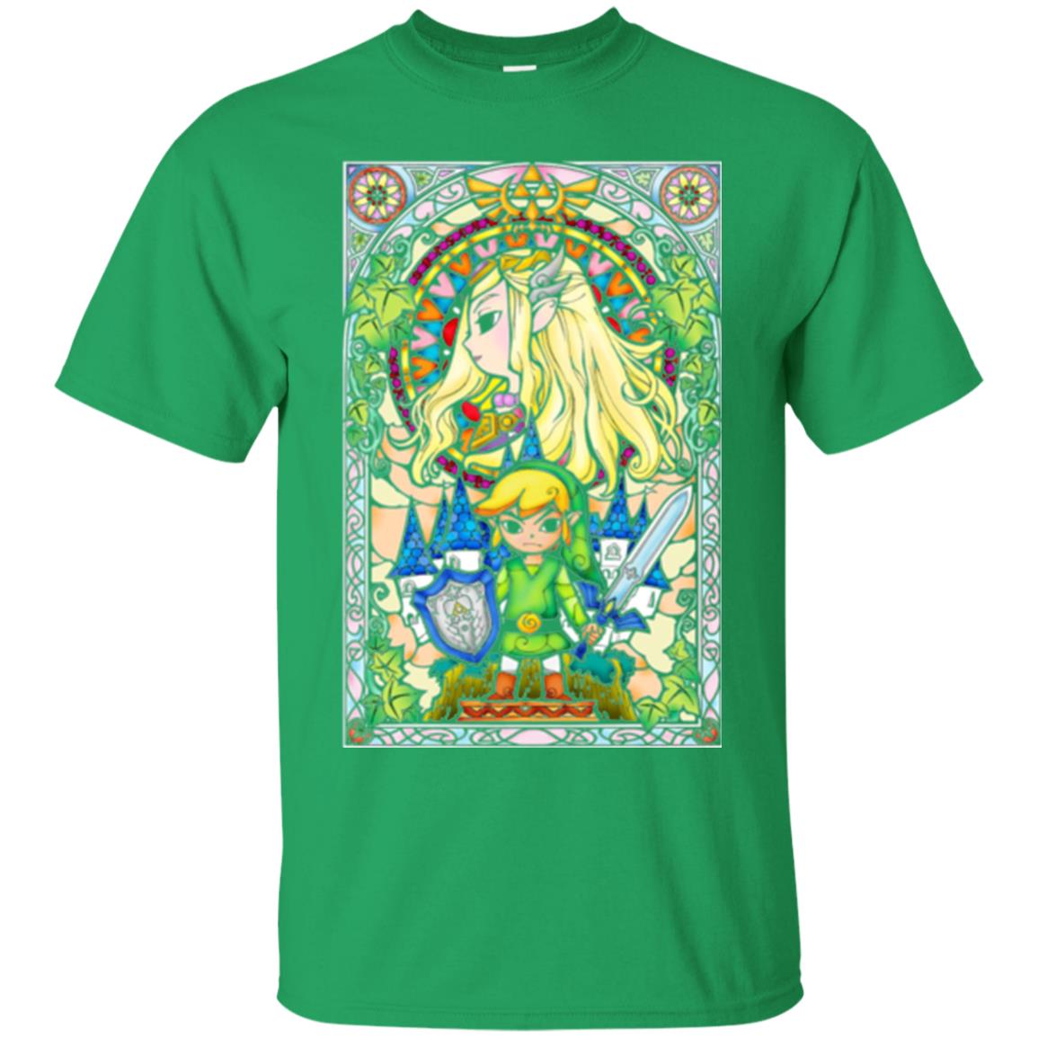 Nintendo Zelda Link T-shirt The Princess Stained Glass Irish Green