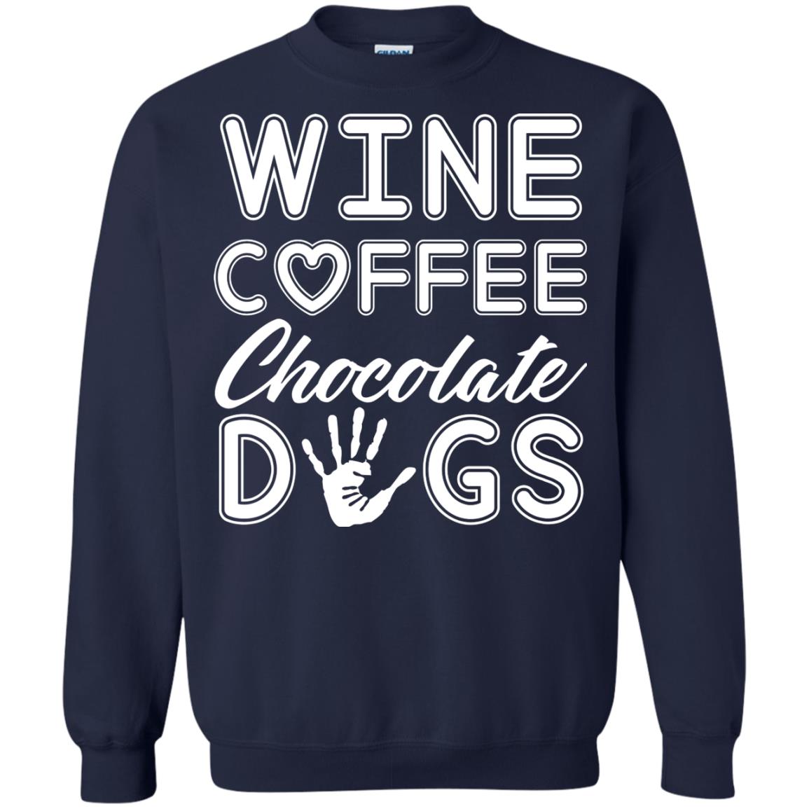 Wine Coffee Chocolate Dogs Family T-shirt Navy