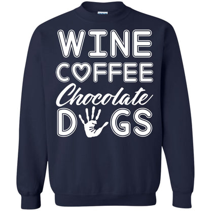 Wine Coffee Chocolate Dogs Family T-shirt Navy