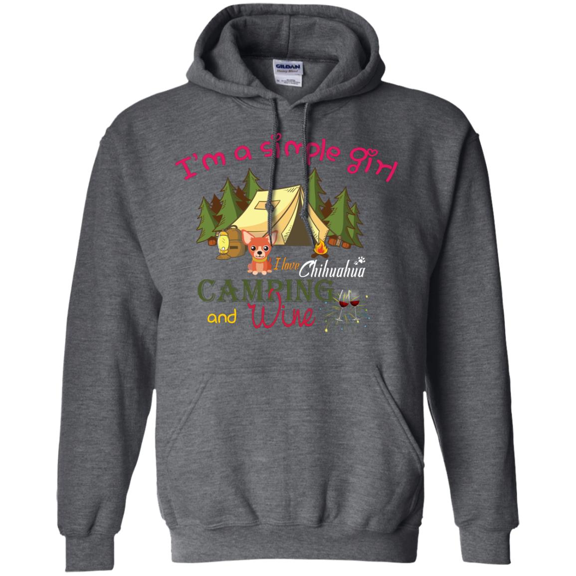 I’m A Simple Girl I Love Chihuahua Camping And Wine Shirt Dark Heather