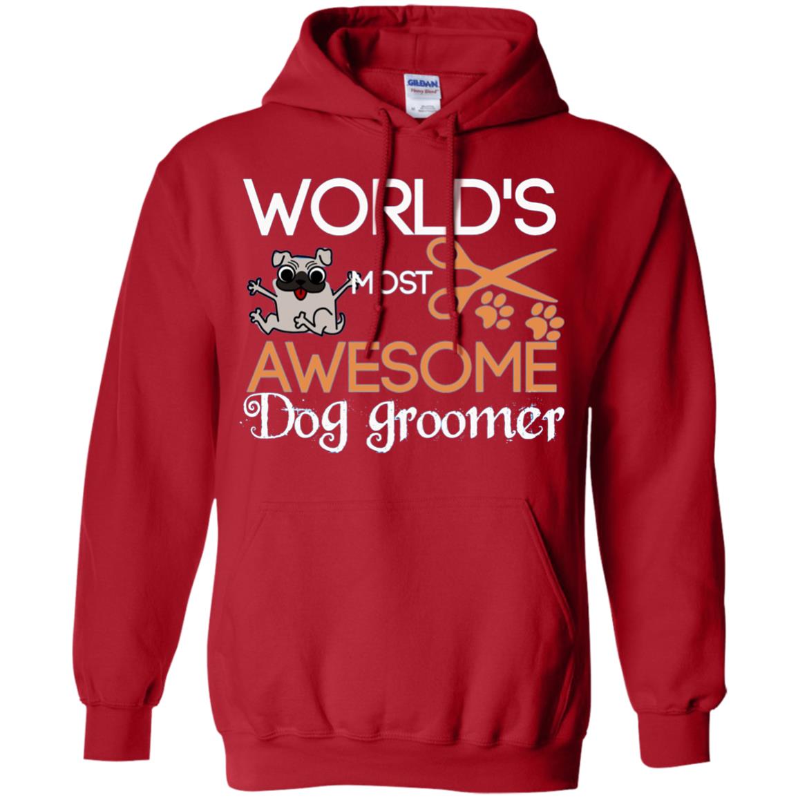 Dogs Lover Shirt World's Most Awesome Dog Groomer Red