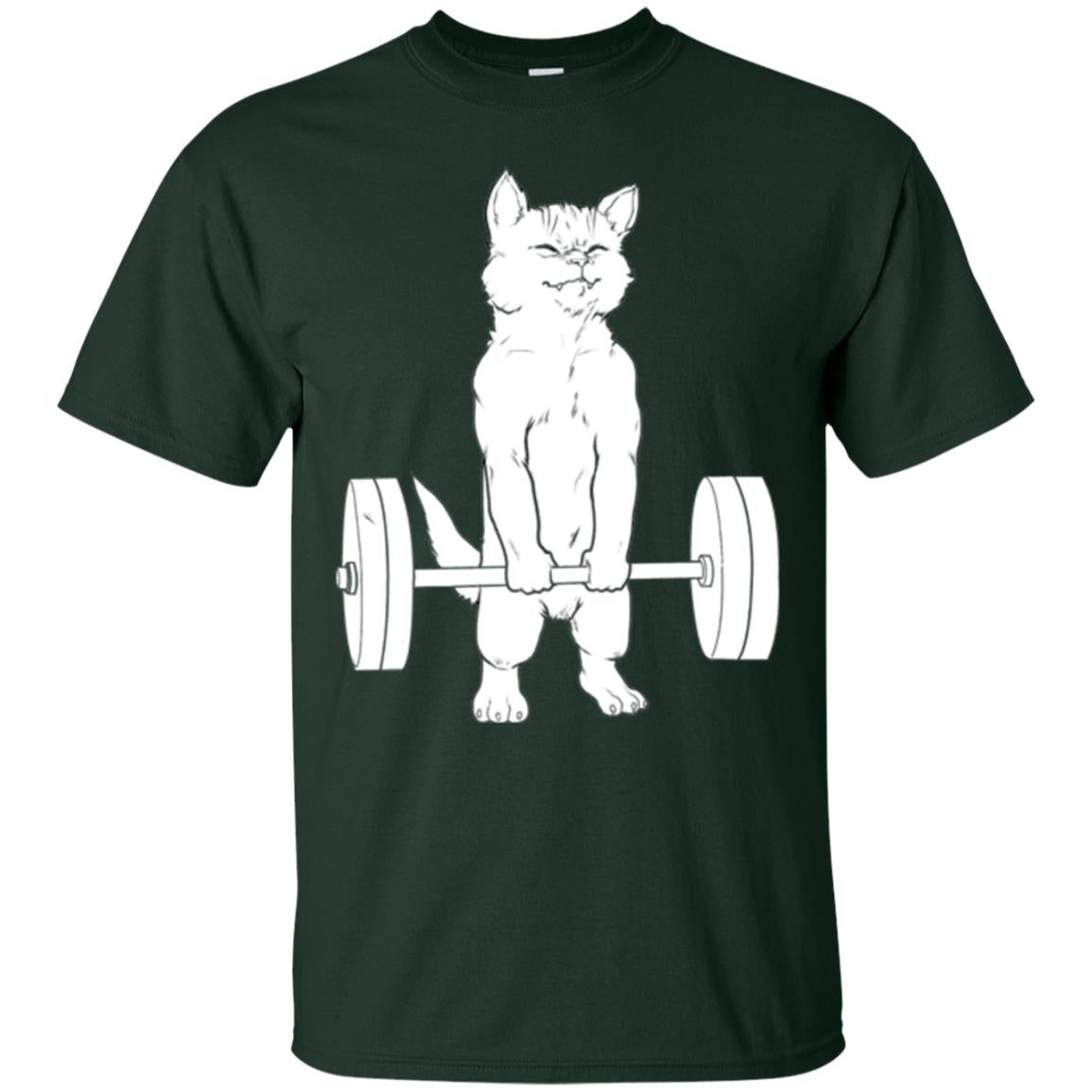 Gymming Lovers T-shirt Cat Deadlift Powerlifting Forest Green