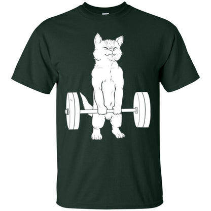 Gymming Lovers T-shirt Cat Deadlift Powerlifting Forest Green