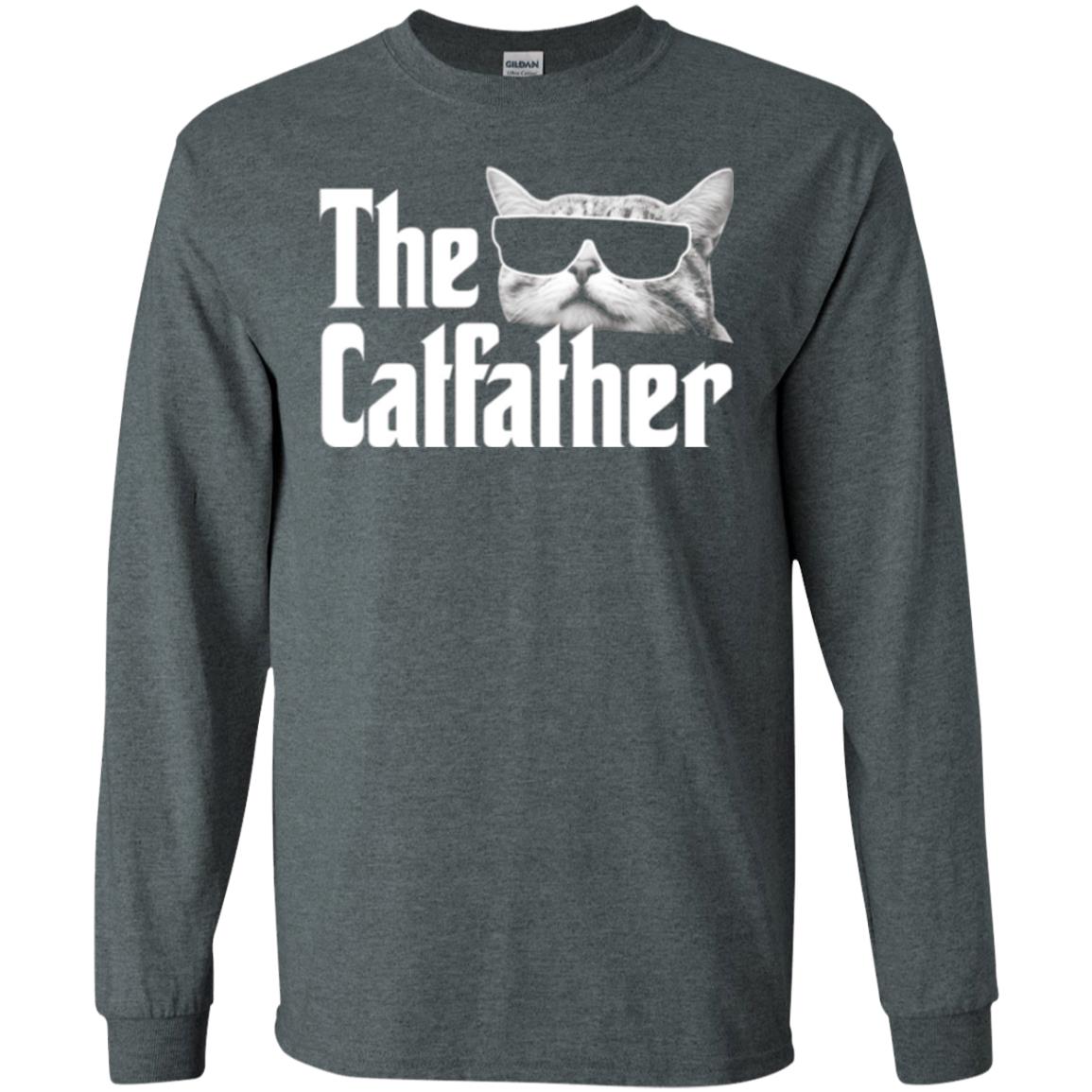 Funny Gift Shirt For Cat Daddy The Catfather T-shirt Dark Heather