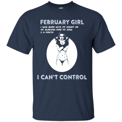 February Girl I Was Born With My Heart T-shirt Navy