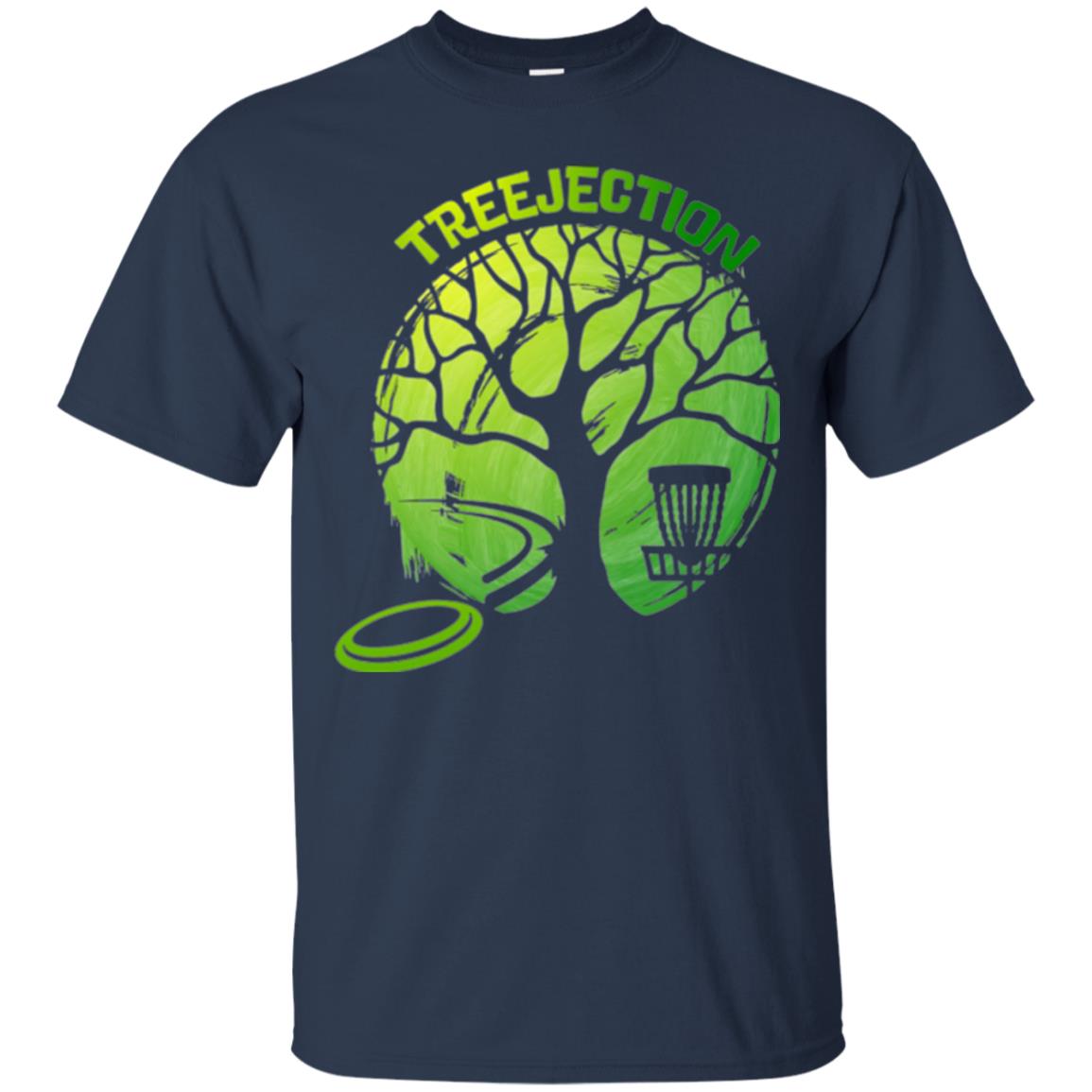 Funny Disc Golf T-shirt Treejection Navy