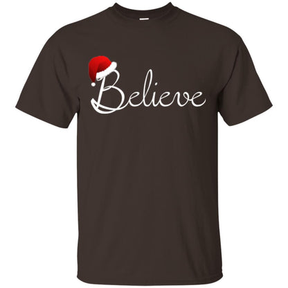 Believe Christmas Shirt - Best Santa Christmas T-shirt Dark Chocolate