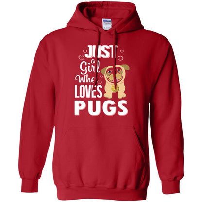 Dog Lovers T-shirt Just A Girl Who Loves Pugs Red