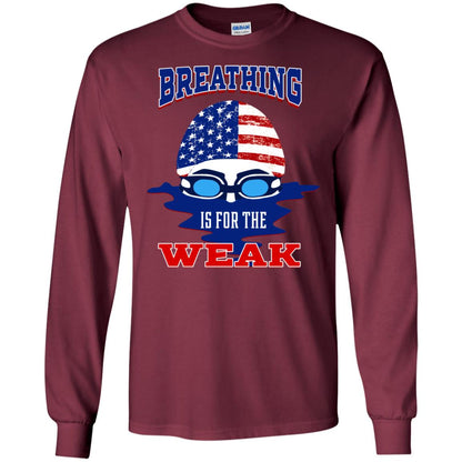 Breathing Is For The Weak Swimmer Gift Shirt Maroon