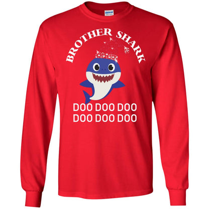 Brother Shark With Santa Claus Hat Merry X-mas Family Shark Gift Shirt Red
